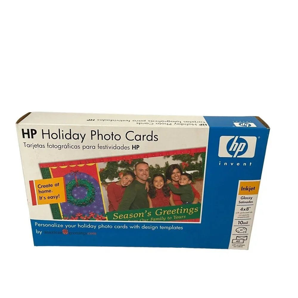 HP Holiday Photo Cards‎ Q8016A Inkjet Glossy Printer 4x8'' 20 pack